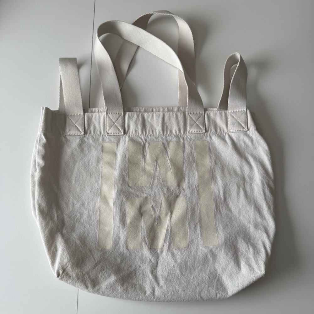 H&M W M Cream‎ White Tote Bag Shoulder Bag Purse Canvas Tote